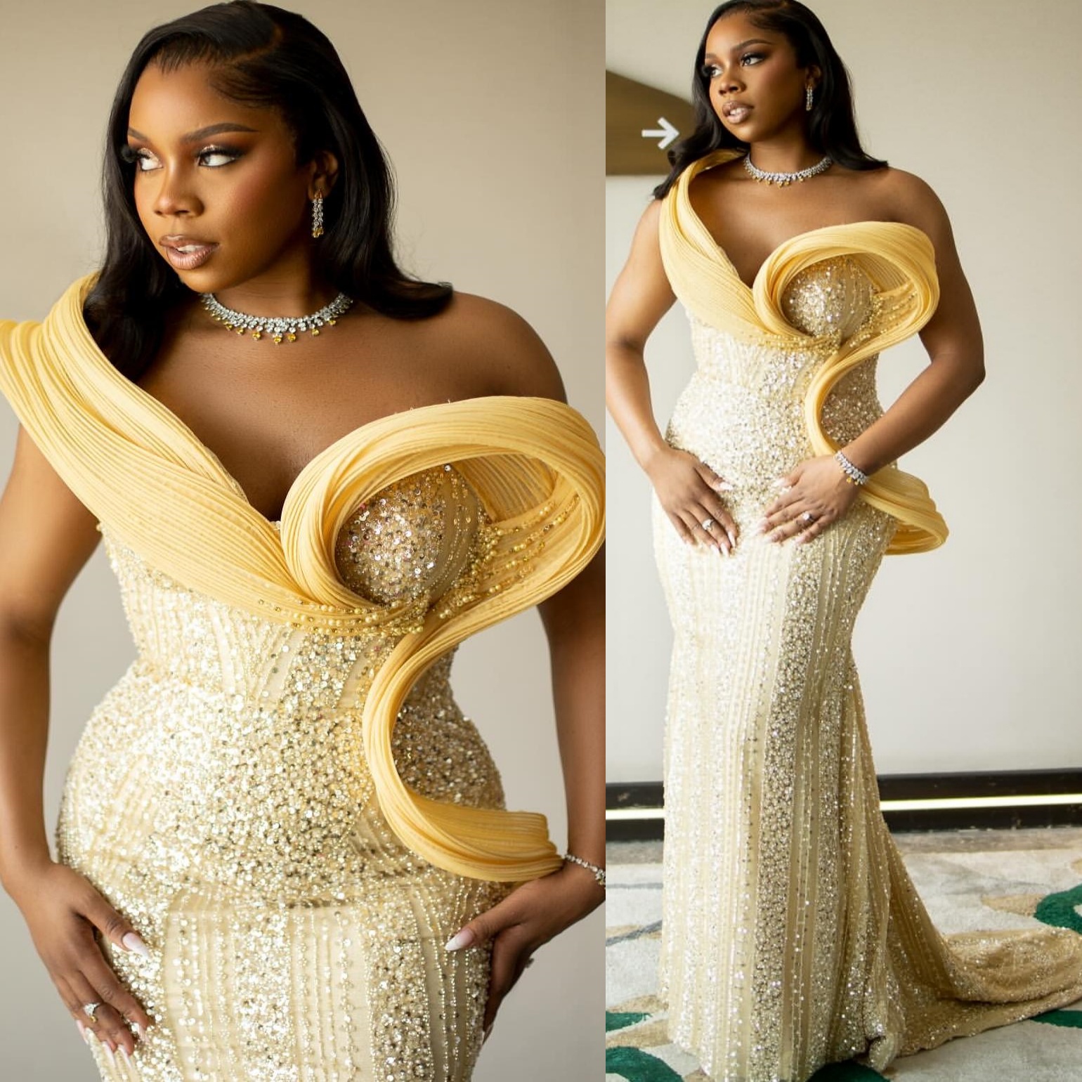 Mermaid Cream Prom Dresses 2025 One Shoulder Sequined Stylish Evening Formal Party Second Birthday Engagement Gowns Plus Size Dress For Special Occasi