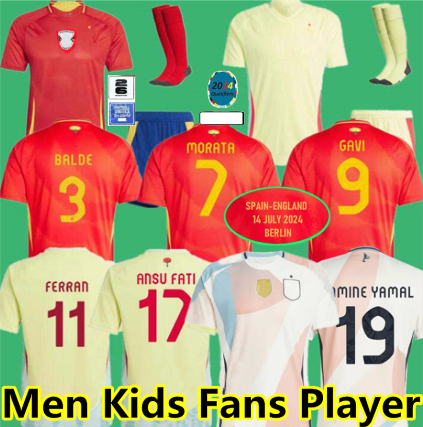 24 25 26 Spain soccer jerseys PEDRI 2025 2026 Espana MORATA CARVAL fans Player football shirt men woman kids kits OLMO FERRAN RODRIGO LAMINE YAMAL