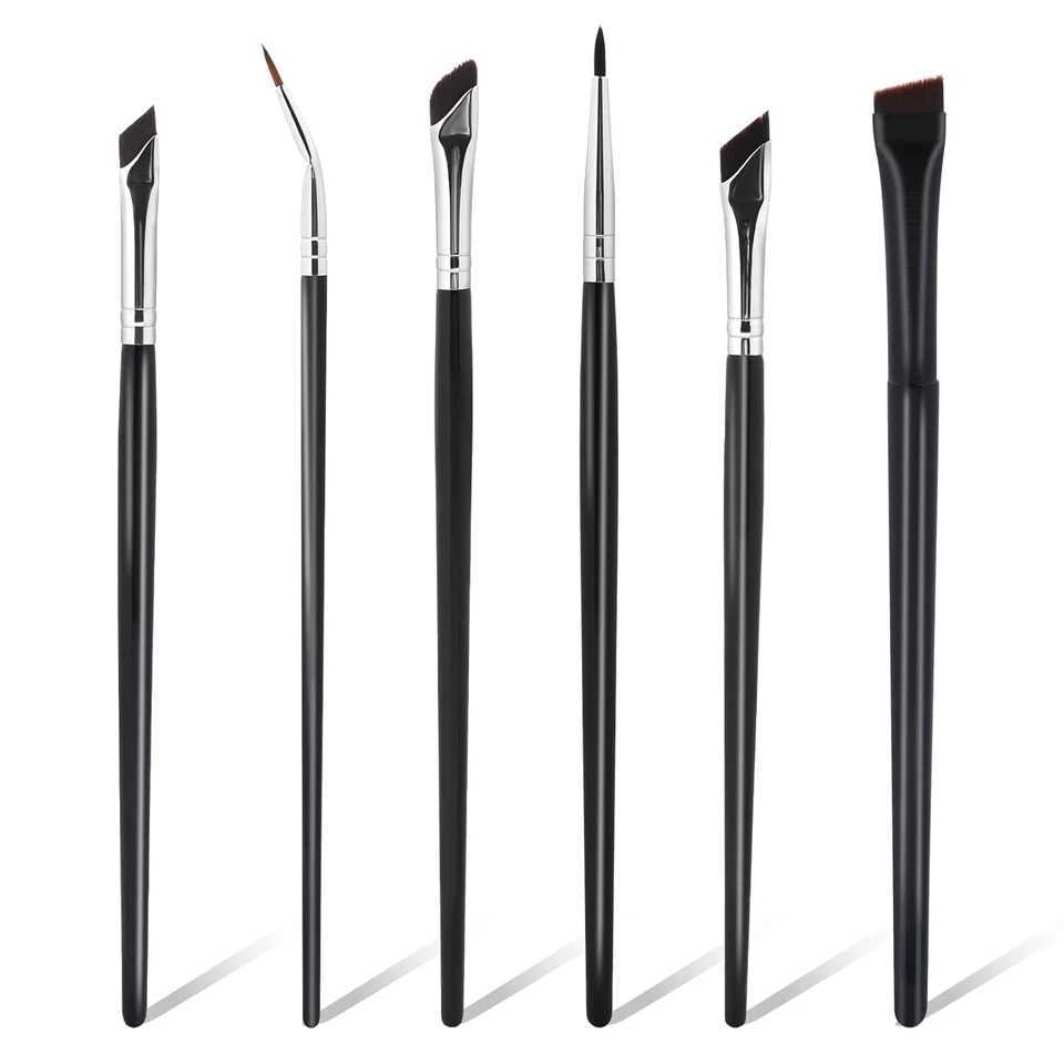 Ultra Thin Professional Slanted Angled Eyeliner Brushes Set - 6 Piece Precision Brush Kit for Precise Eyebrow Makeup Tools with W250605