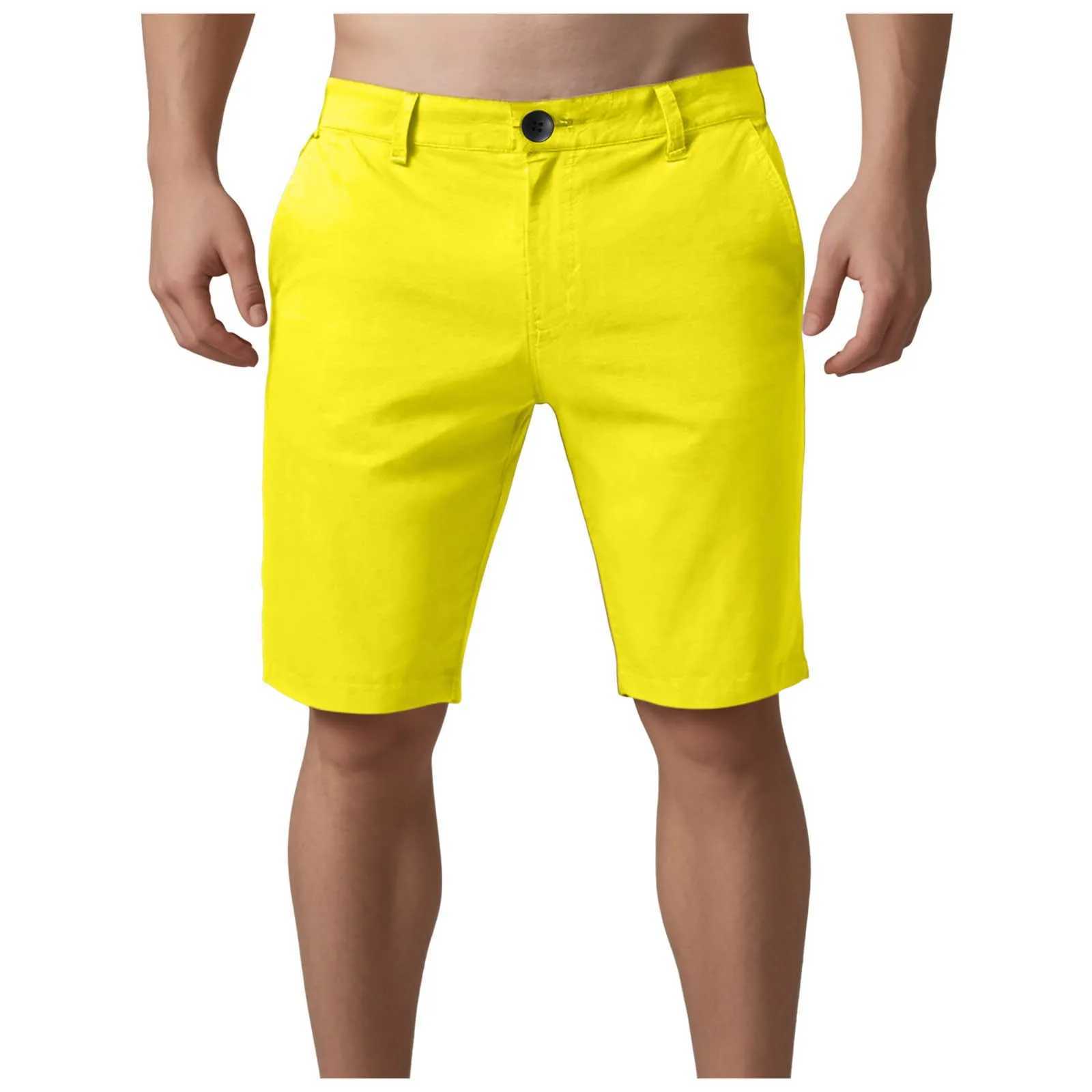 Men Shorts Summer Cotton Middle Waist Male Casual Business Men Shorts 2025 Solid Beach Stretch Chino Classic Fit Short Homme XJ250605