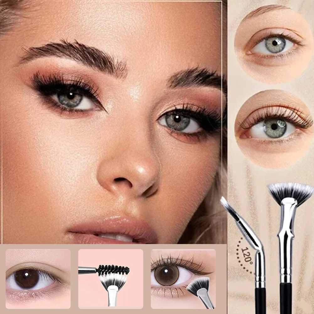 Angled Fan Shaped Eyelash Brush Multifunctional Eyelash Eyebrow Makeup Brush No Smearing Clumping for Upper Lower Eye Lash W250605