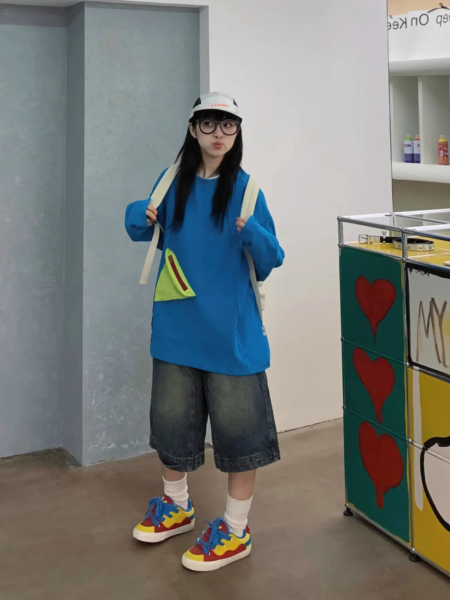 American Retro Denim Jeans Women Summer High Waist Wash Blue Wide Leg Shorts Streetwear Y2K Harajuku Loose Baggy Short Pants 250604