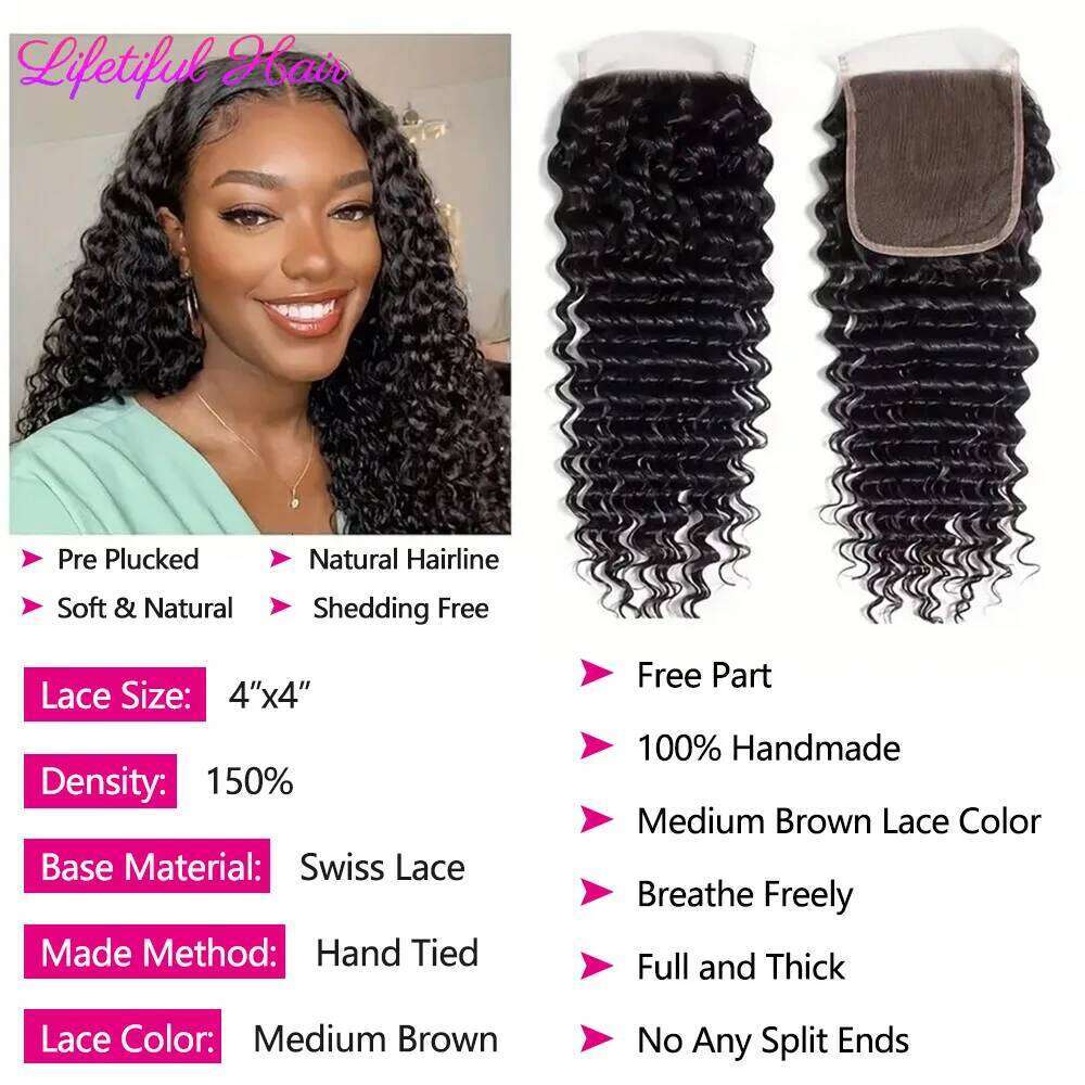 12A Loose Deep Wave With 4x4 Closure Curly 100% Human Extensions Raw Hair Bundles