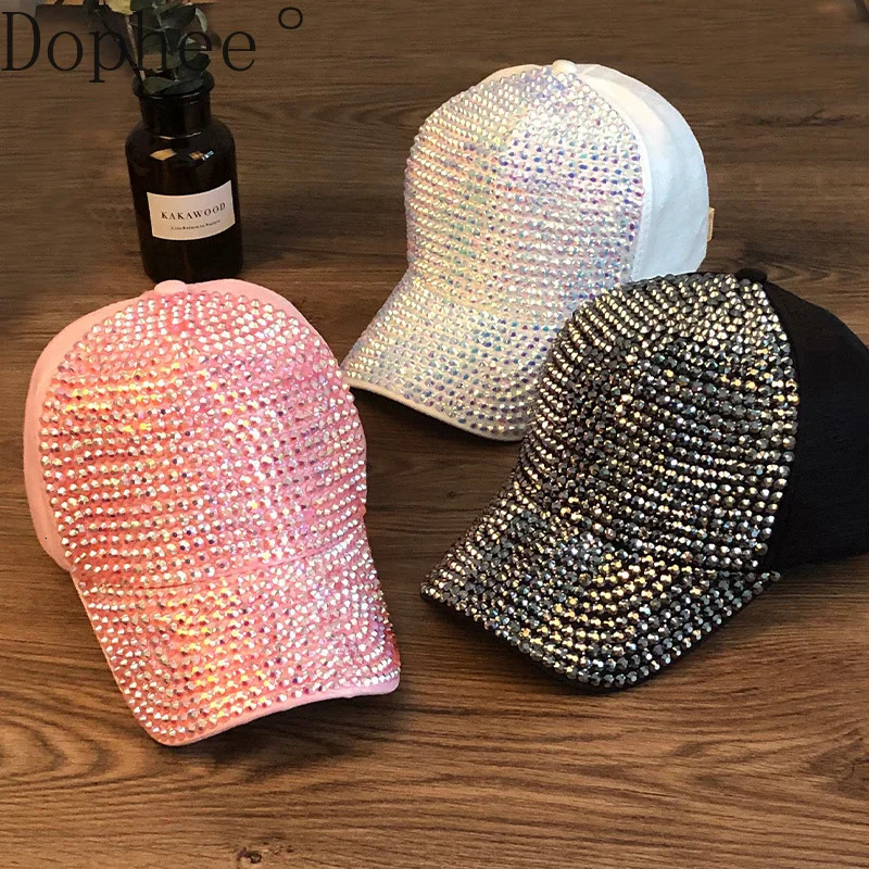 Korea All-match Women Rhinestone Baseball Cap Shiny Diamonds ed Cap All-match Spring Summer Sun-proof Sun Hats 250603