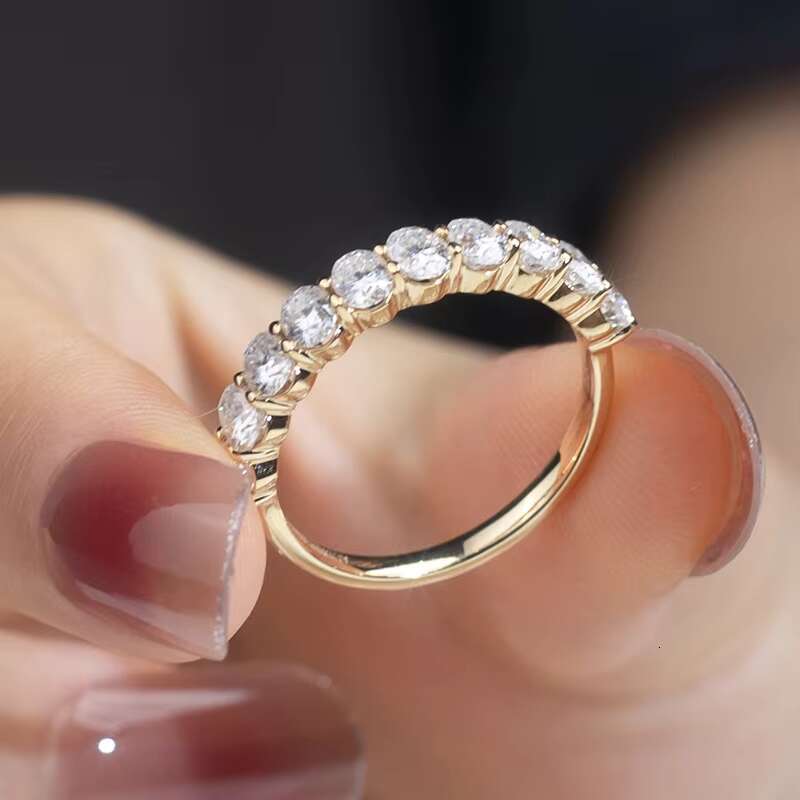 Mishang Jewelry 18K Gold Oval High Quality D Color Moissanite Eternity Ring for Women Gift