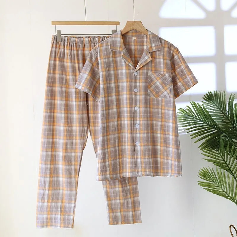 100% Cotton Women Nightwear Plaid Striped Long Sleeve Trousers Pajamas Loungewear Plus Size Two-Piece Set Sleepwear 250529