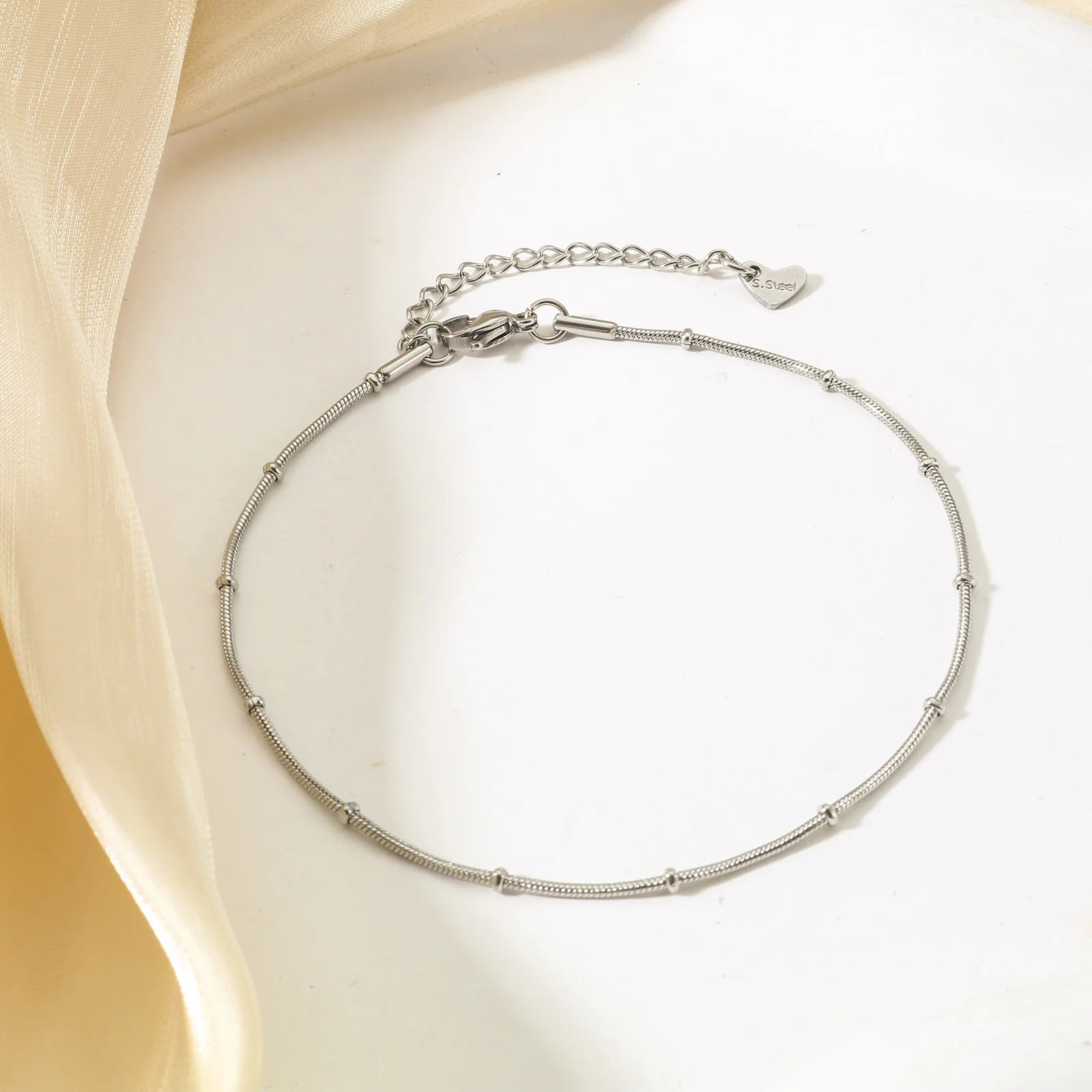 Trendy Stainless Steel Anklet Gold Color Round Link Chains On Foot Barefoot Sandals Anklet Bracelet Women Summer Jewelry1PC 250528