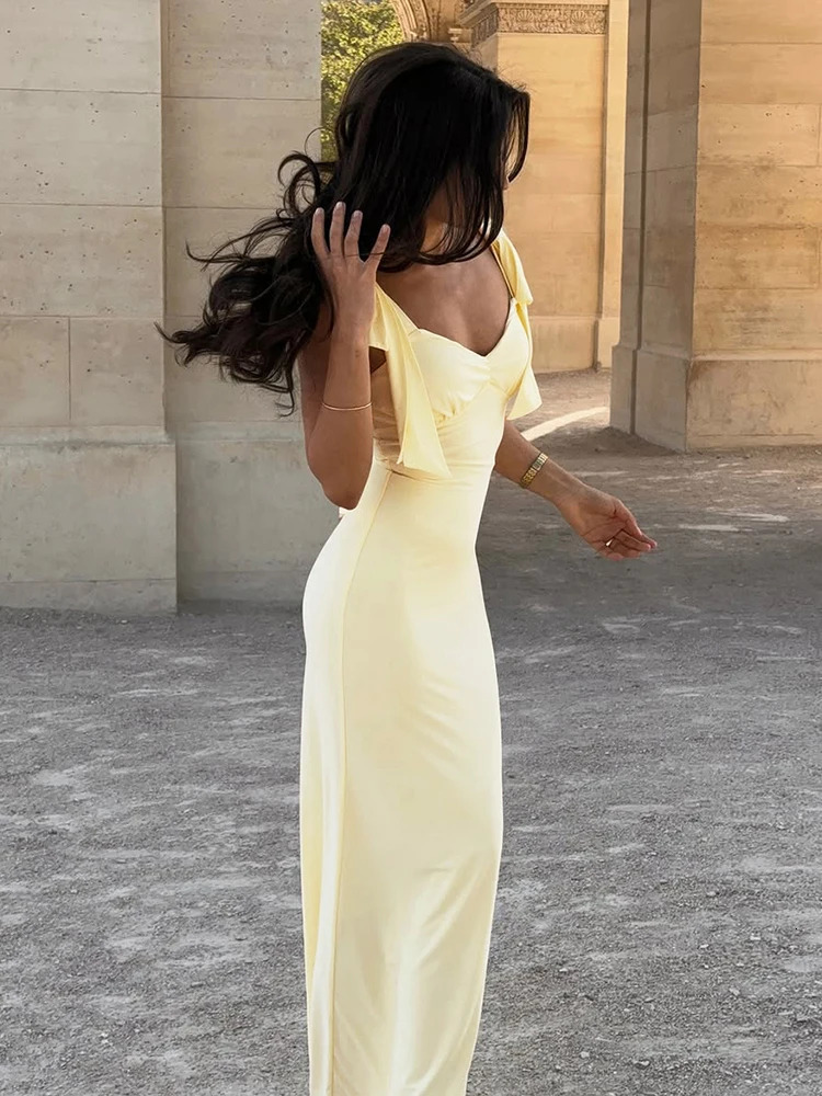 Nibber Simple Backless Patchwork Dress Women Sexy LaceUp Solid Temperament Sleeveless Casual Midnight Clubwear Party Dresses 250604