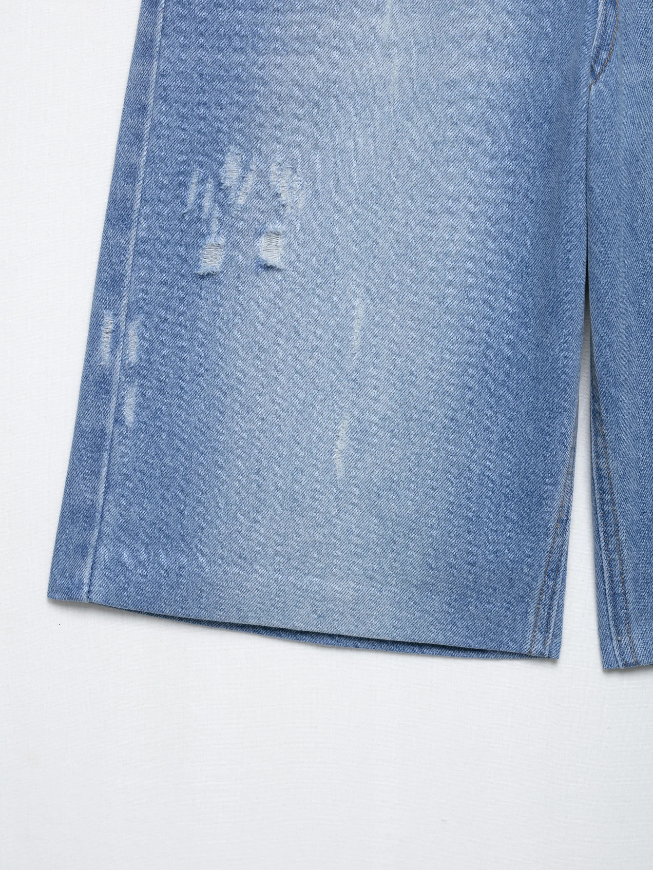 RARA Summer Womens Clothing Midwaist Washed and Worn Raw Edge Straight Casual Versatile Denim Shorts 250604