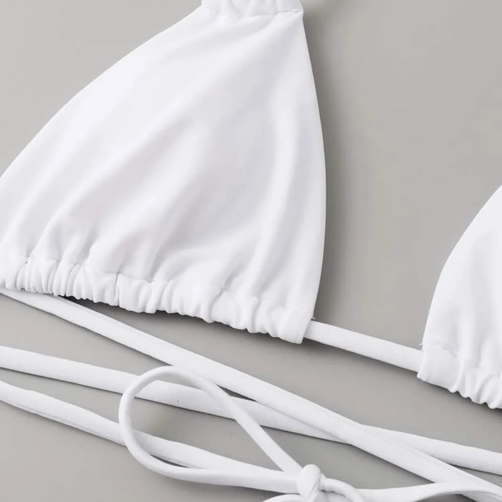 Womens Summer Swim Suit Solid Color Drawstring Strap Three Pieces Beachwear Sexy Bikinis Sets Quick Drying Women Swimsuit 250530