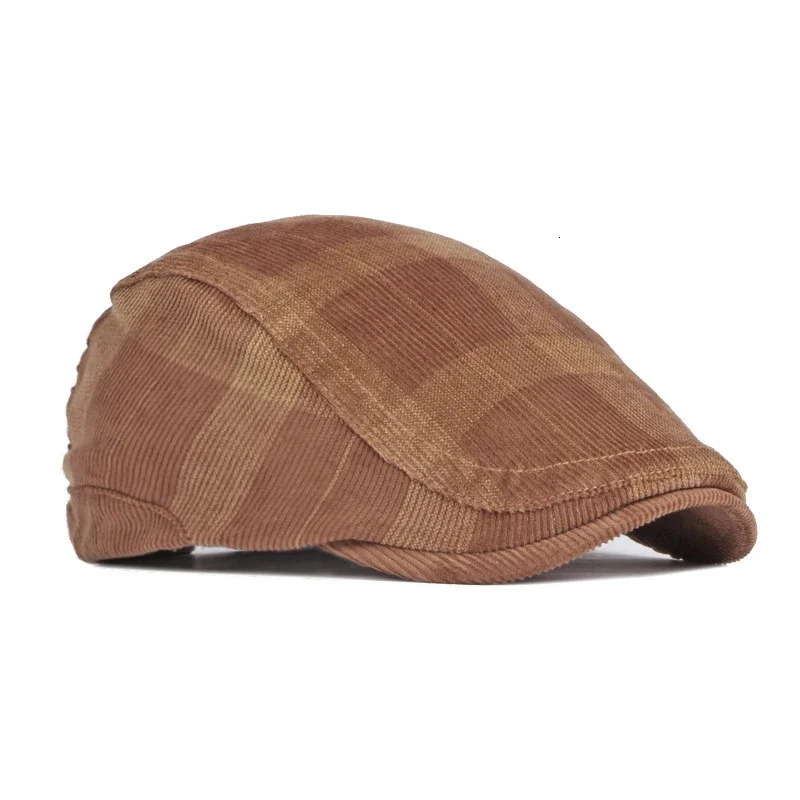 TOHUIYAN Corduroy sboy Caps Men Plaid Boina Hombre Cabbie Hat Autumn Gorras Planas Beret Hats British Flat Cap for Women 250604