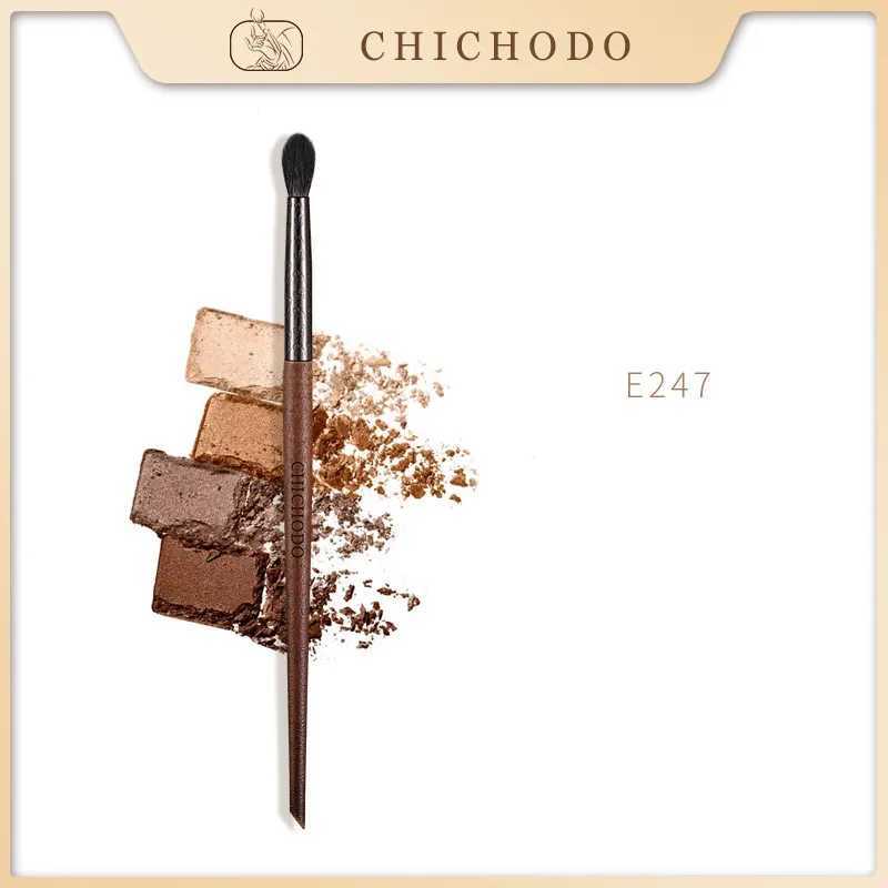 CHODO Cosmetic Brush-Laser Carved Auspicious Clouds Pattern Tube Makeup Brushes-Goat Hair Small Blending Brush-E247W250605