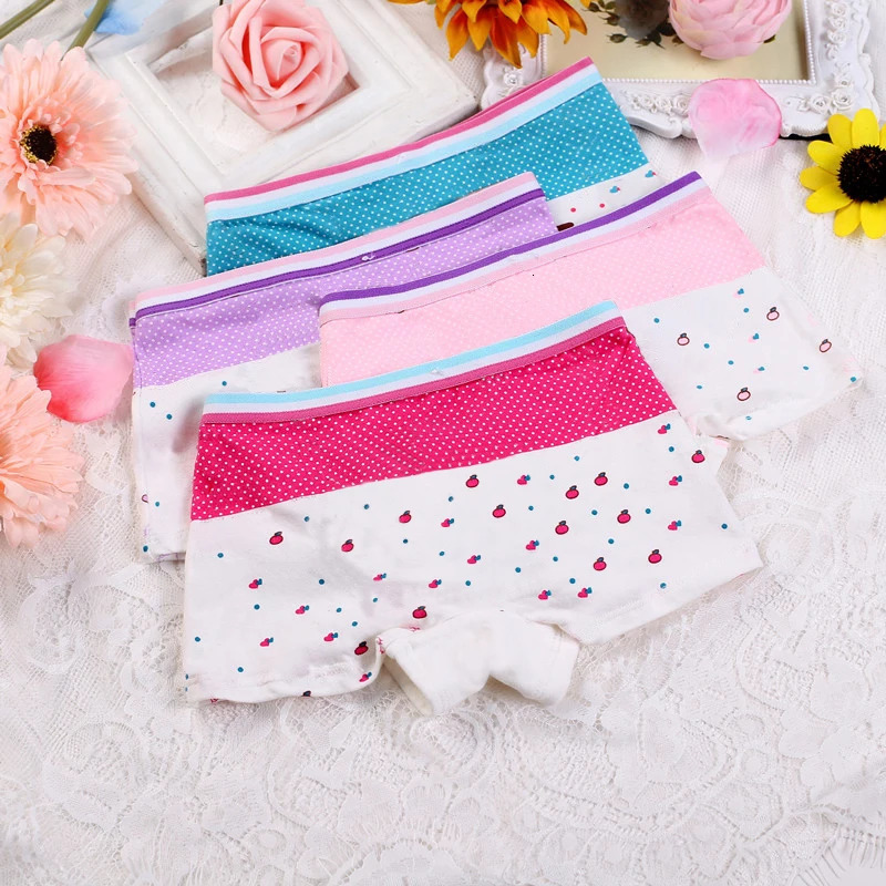 4 Pieces/Lot 2-10Y Children Underwear Cotton Girls Panties Cute Cat Pattern Kids Boxer Briefs Child Soft girl Pants 250604