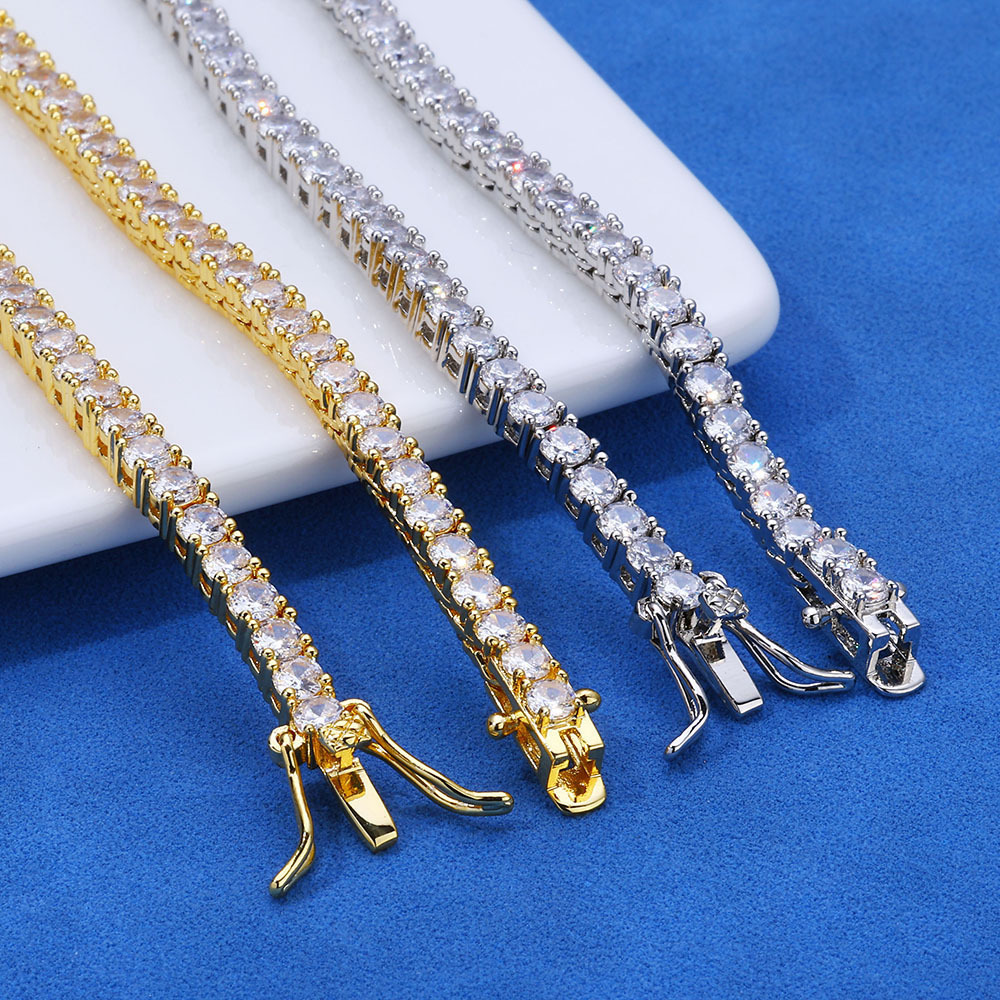 New Gradient Moissanite Tennis Chain Hip-Hop Bracelet Trendy Personality Jewelry Unisex Bracelet Accessories