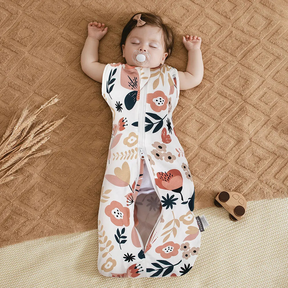born Baby Sleeping Bag Baby Swaddle Beautiful Flowers Print Summer Thin Vest Button Wrap Sleepsack For Girls Boys 250604