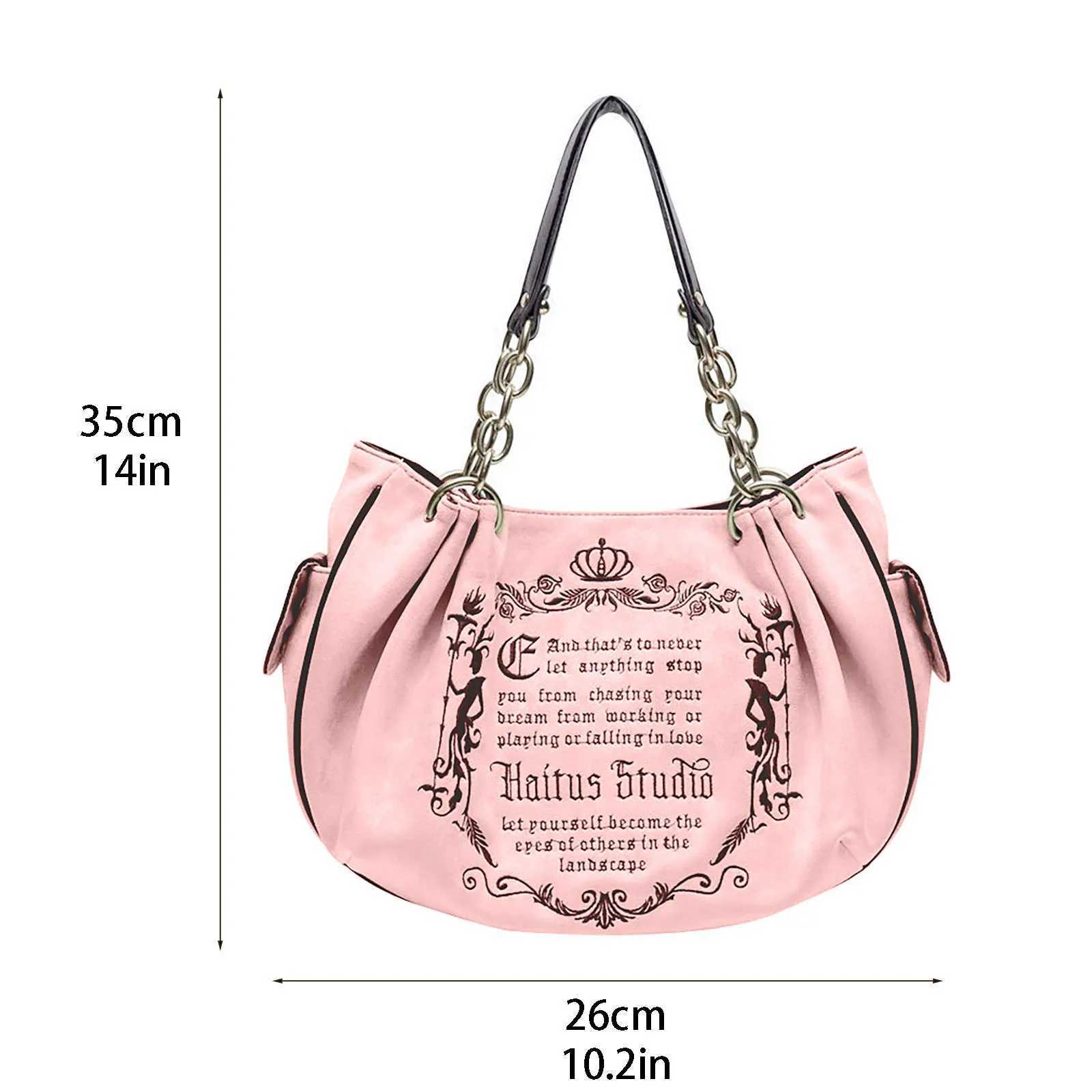 Small Design Art Gothic Letter Large Bag Embroidery Large Capacity Chain and Shoulder Handheld Tote Bag XJ250605