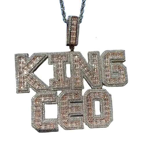 Custom Initial Letter Necklace Pendant Hiphop Iced Out VVS Diamond Baguette Letter Pendant Custom Name Jewelry for Women Men