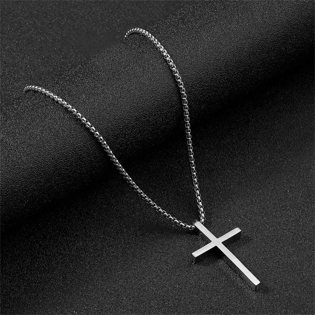 Stainless Steel Cross Pendant Necklace for Men Women Minimalist Jewelry Male Female Prayer Necklaces Chokers Fashion Jewelry Gift XJ250604