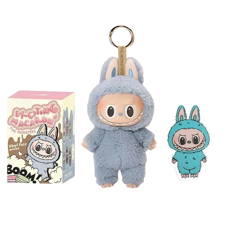Blind box keychains cute popmart labubu key chain monsters serie macaroon plush doll keyrings pvc hobbies ornaments surprised bag charm ph05