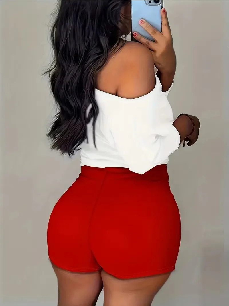 Plus Size Summer 1XL5XL Womens Fashionable Print Two Piece Set Outfit Ladies Casual ShoulderBaring TShirt Shorts 250528