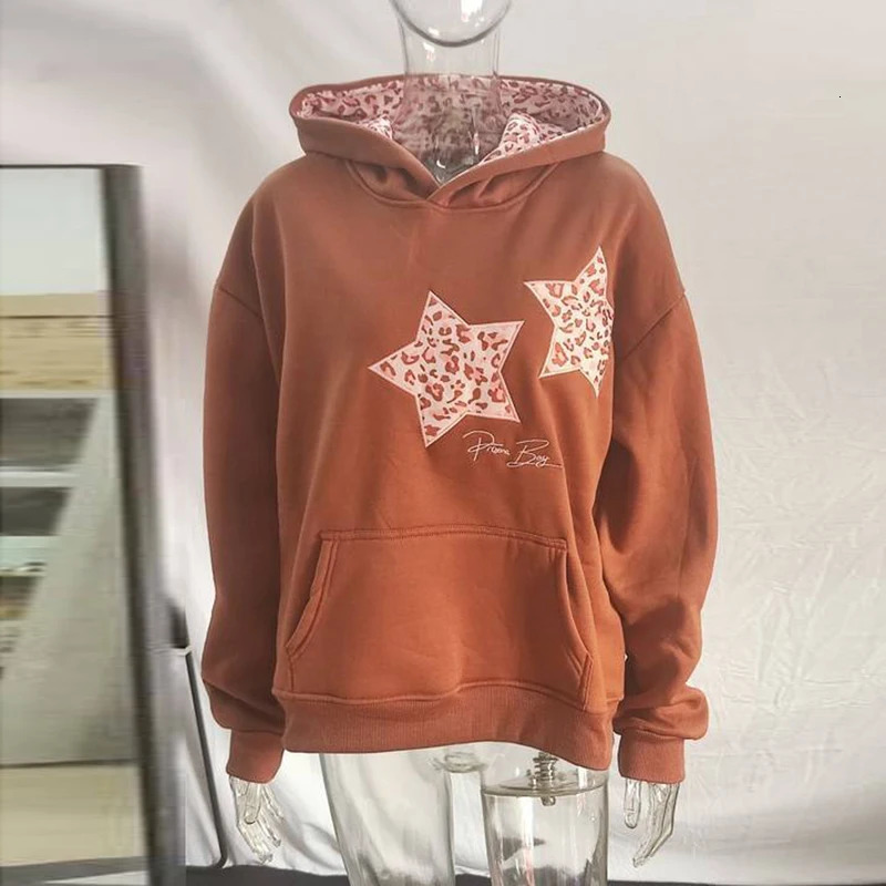 Unisex Spring Star ed Casual Hoodie Versatile Loose Fit Comfortable Streetwear Hooded Sweatshirt for Men And Women 250604