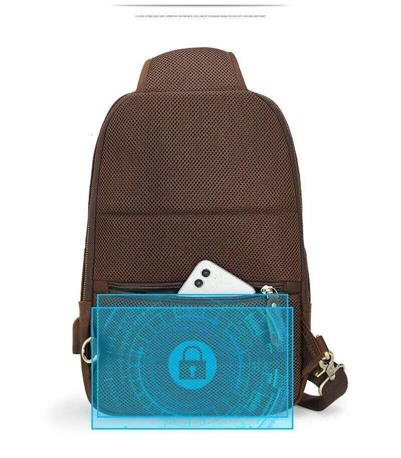 Luufan USB Charging Mans Pack Fit 12" Ipad Genuine Leather Sling Sports Riding Chest Male Shoulder Travel Bag 2025/06/05