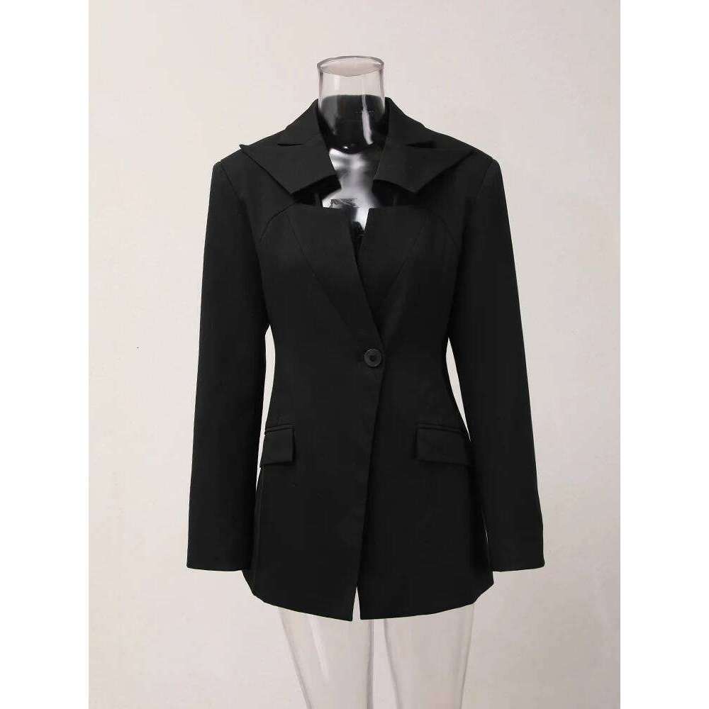 Coats Designer Women DEAT Fashion Women's Blazer Cut Out Deconstruction Notched Collar Single Button Long Sleeve Suit Jackets Summer 2024 New Cpd