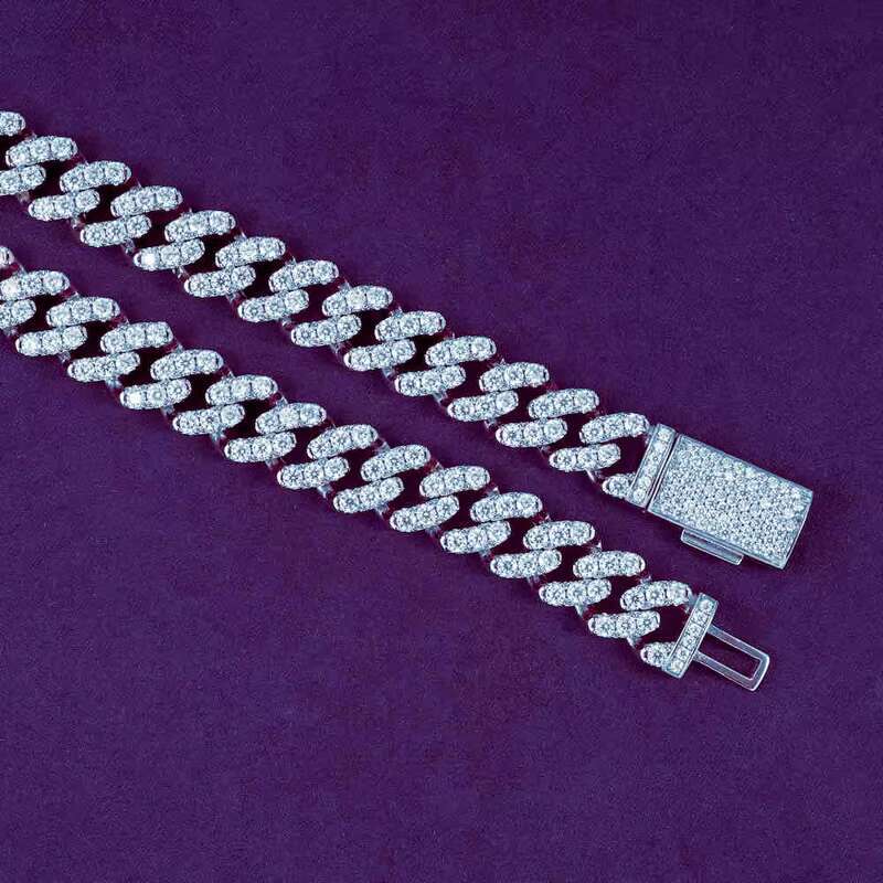 GRA Hip Hop Iced Out Bling 925 Sterling Silver Pass Diamond Tester 12MM VVS Moissanite Prong Miami Cuban Link Chain for Men