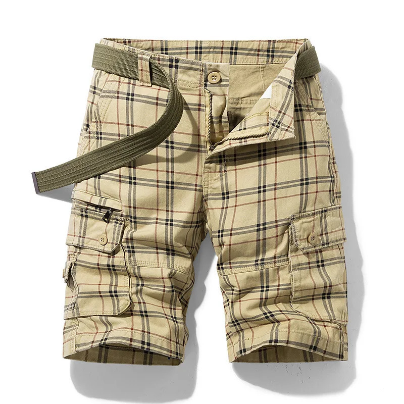 Men Shorts Fashion Plaid Beach Shorts Mens Casual Camo Camouflage Shorts Military Short Pants Male Bermuda Cargo Overalls 250529