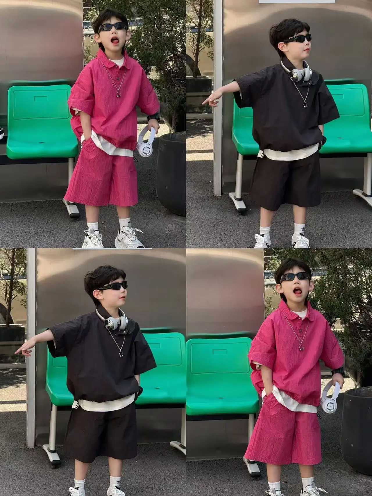 Childrens Clothing Boys Summer 2025 New Handsome Childrens Summer Two Piece Set Thin Boys Trendy Clothes 90-160CM R250605