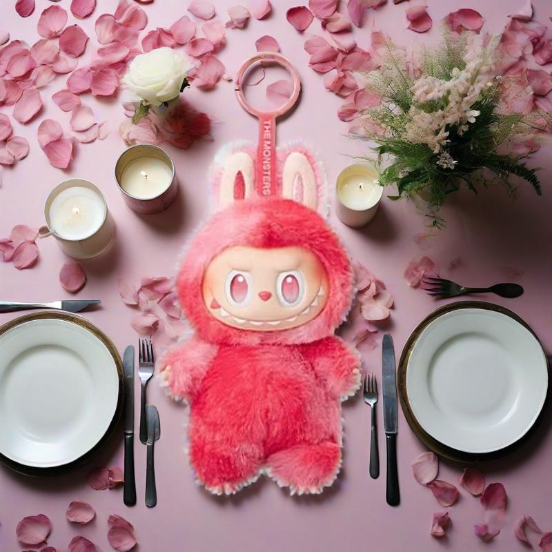 Cute plush rabbit clothing pendant gradient color cartoon keychain big eyes doll backpack jewelry trend handmade