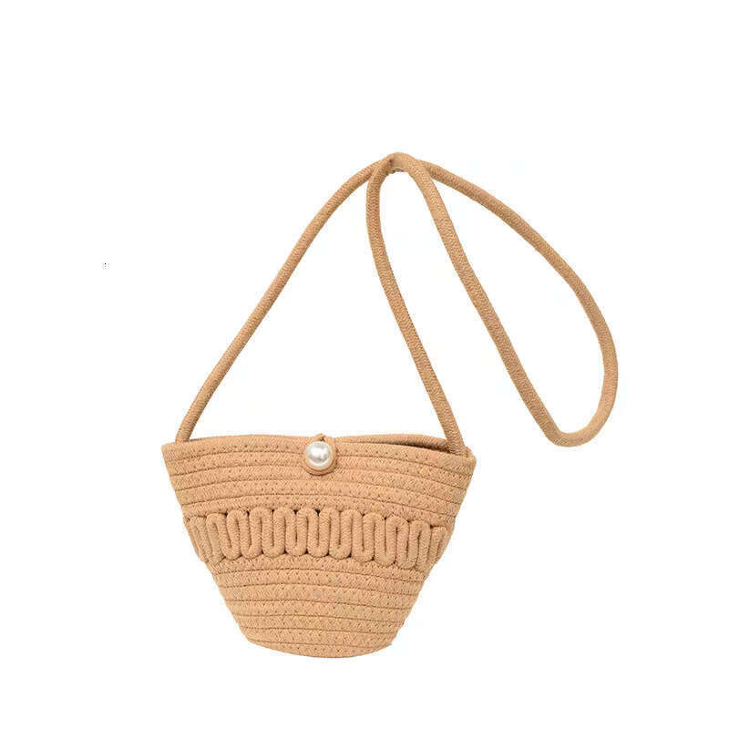 Crossbody Straw Phone Coin Key Hollow Cotton Thread Woven Casual Cute Women's Bag