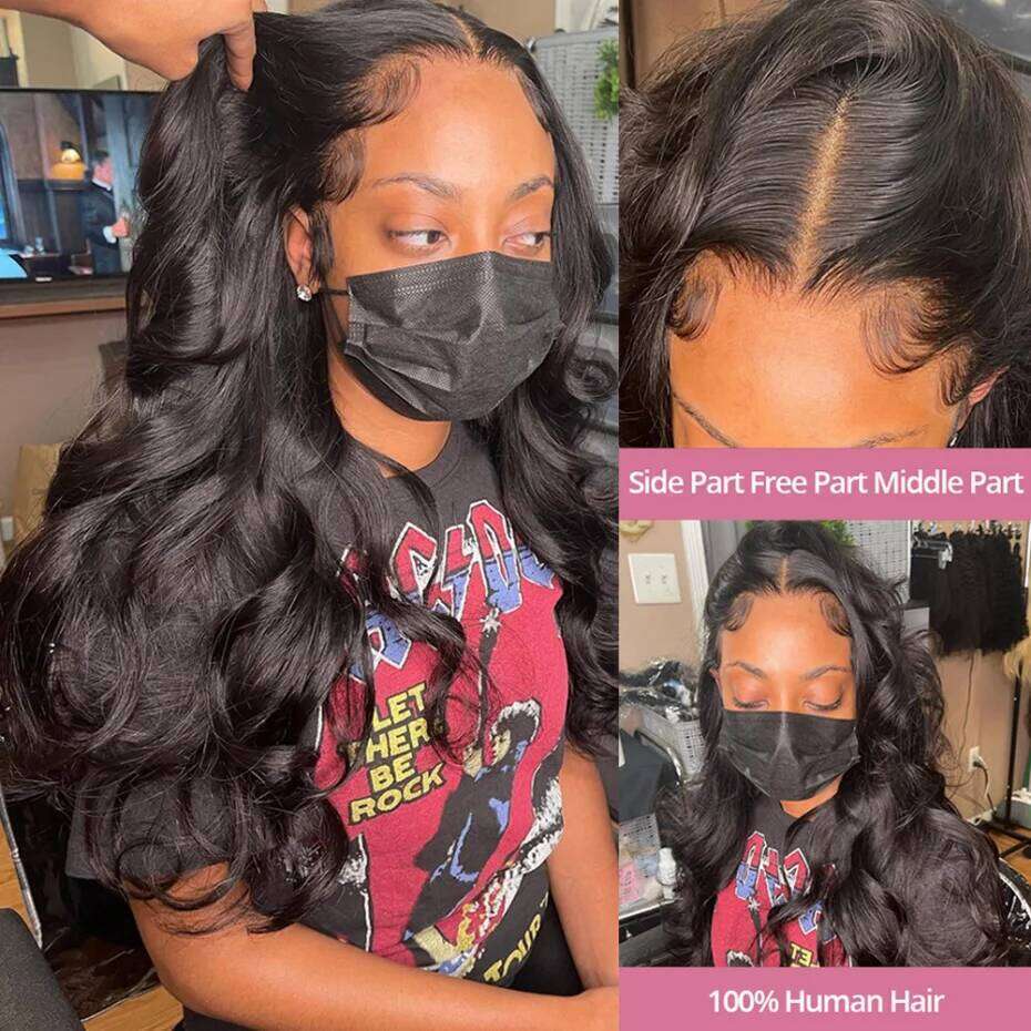 Glueless Invisi-Drawstring 360 Full Wig 200 Density Body Wave HD Transparent Lace Front Wigs Human Brazilian Remy Hair