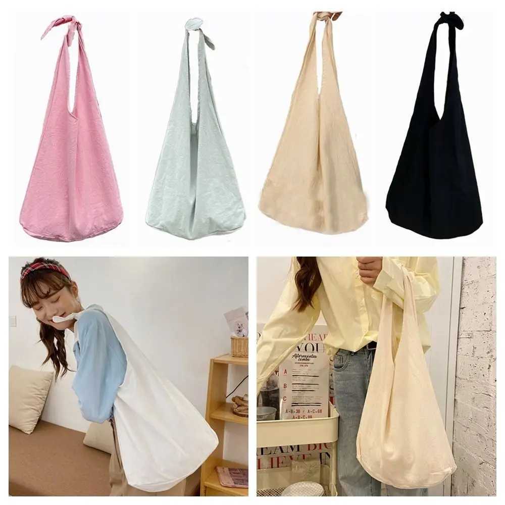 Solid Color Tote Bag Leisure Multicolor Daily Shoulder Bag Large Capacity Casual Knot Cloth Bag Women Girls Underarm Bag XJ250605