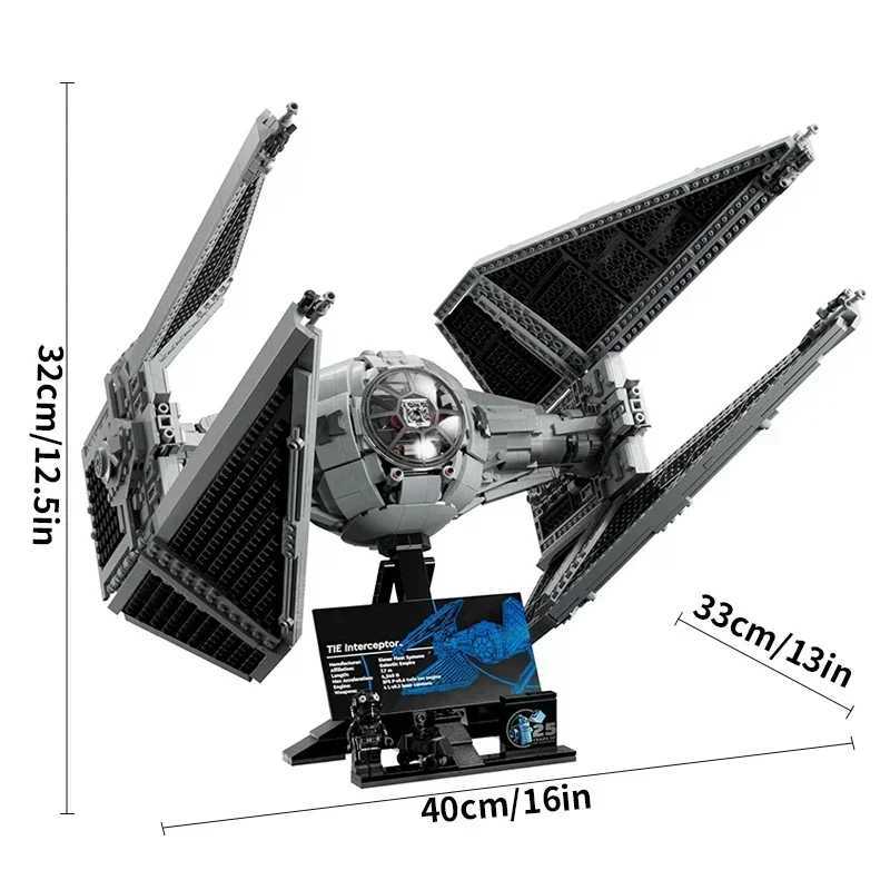 1931pcs Spaceship Tied Interceptord Building Blocks Spacecraft Fighters Model 75382 DIY Assembly Bricks Toys Kids Gift W250605