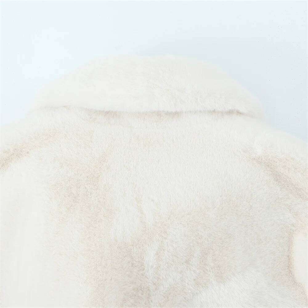 UNIZERA with belt, lapel, solid color, medium to long plush coat, autumn and winter new warm coat for women