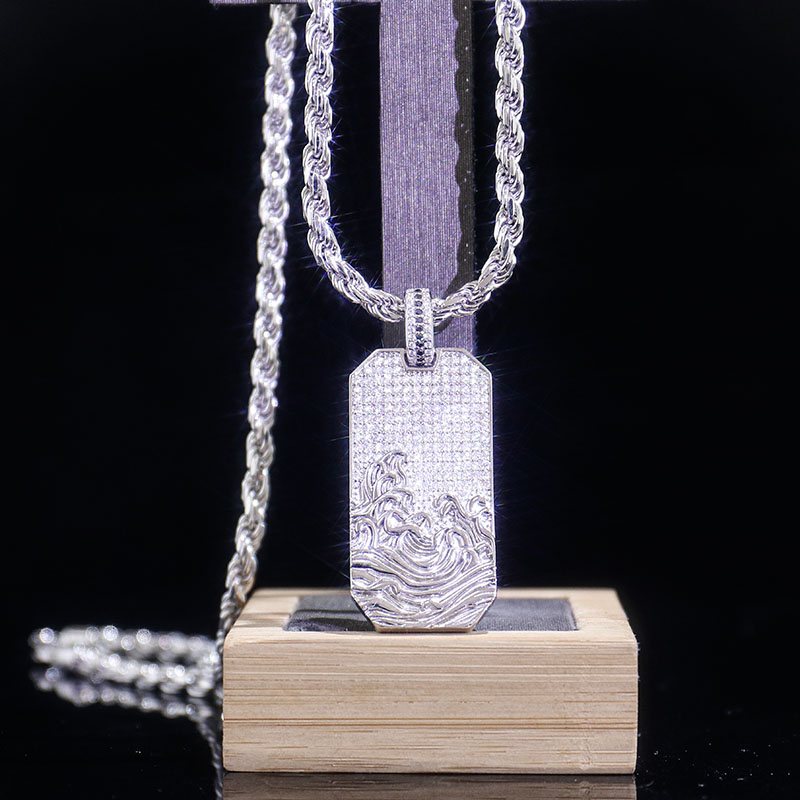 New Arrivals Bulk Stock Big Picture Hip Hop Pendant DEF Moissanite Diamond Pendant 925 Sterling Silver Smooth Back Design for Men Hip Hop Necklace