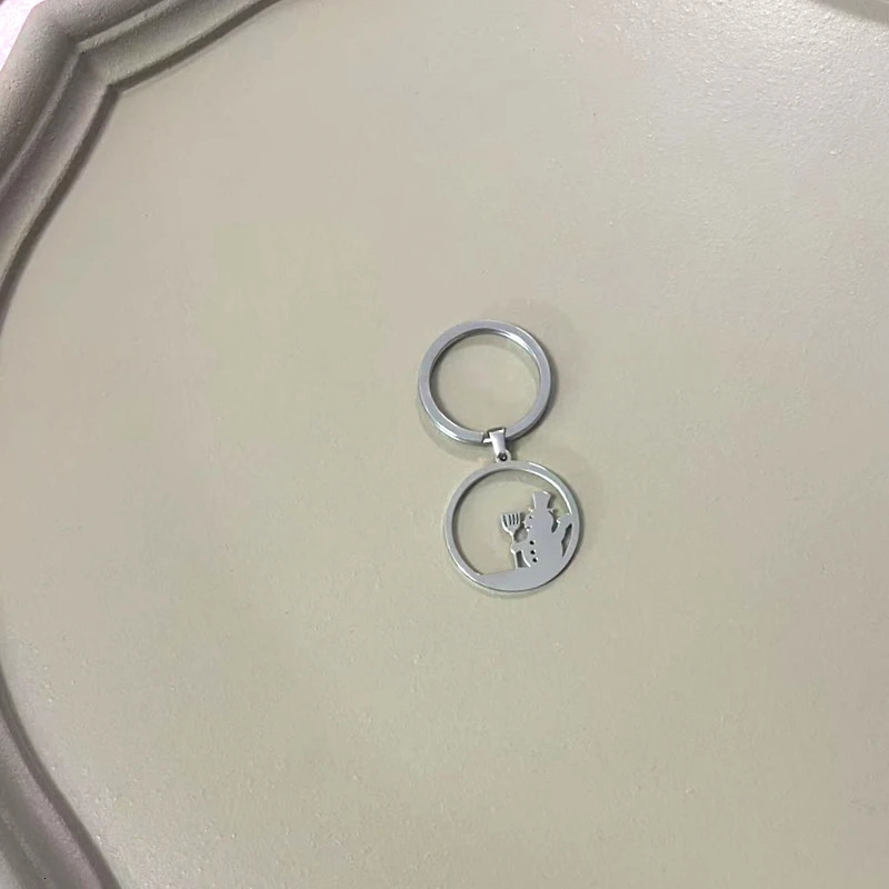 10pcs Stainless Steel Christmas Keychain Blank For Engraving Metal Charm Keychain Key Ring Mirror Polished Wholesale 250605