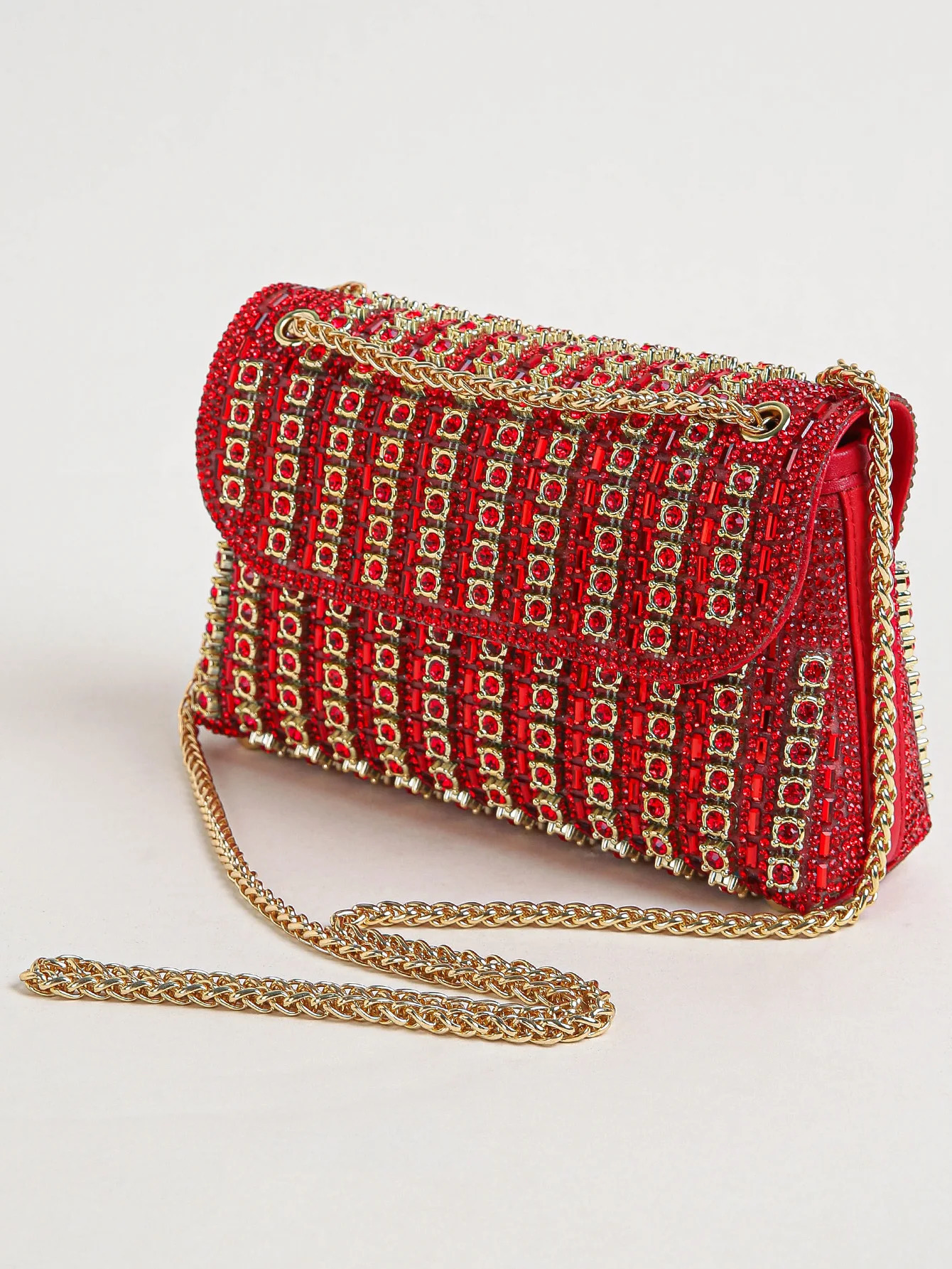 1PC Multicolor Square BagGlitter BlingShiny GlamorousElegantExquisite Small Chain Decor Shoulder Evening BagTop 250528