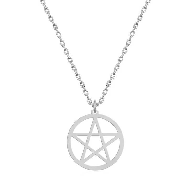 Pentacle Star Necklace For Women Stainless Steel Jewelry Geometric Minimalist Pendant Choker Necklaces For Women XJ250604