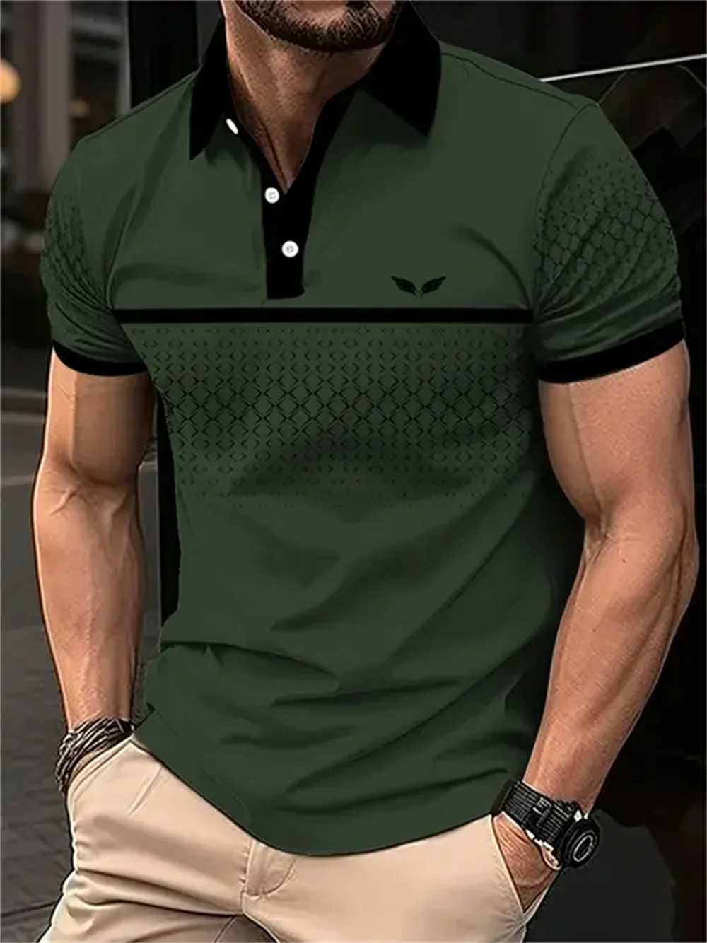 Mens Color Block Stripe Short Sleeve Summer Thin Polo Shirt Stylish Zipper Crew Neck Polo Shirt Mens Golf Casual Polo Shirt XJ250605