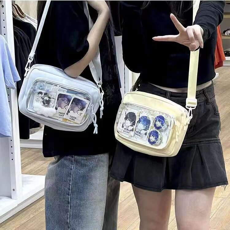 Cute Versatile Handbag Anime JK Transparent Shoulder Crossbody Bag Badge Girl