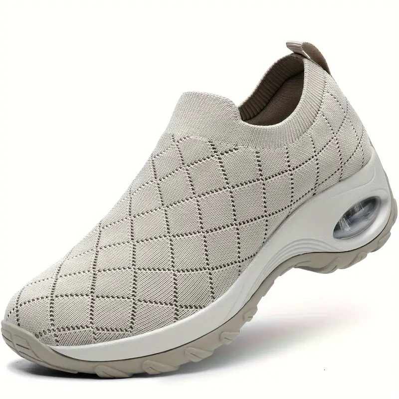 Air Cushion Women S Plus Size Flyknit Sock Slip On Sneakers Casual Shoes Breathable Soft Sole Rocking Shoes For Women Ddmysaturn