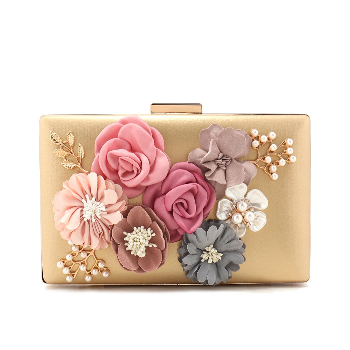 Flower Women Evening Bags Fashion Cute Girl Lady Clutch With Pearl Diamonds Handbags Glitter Spring Season Pink Color Shoulder C 250528