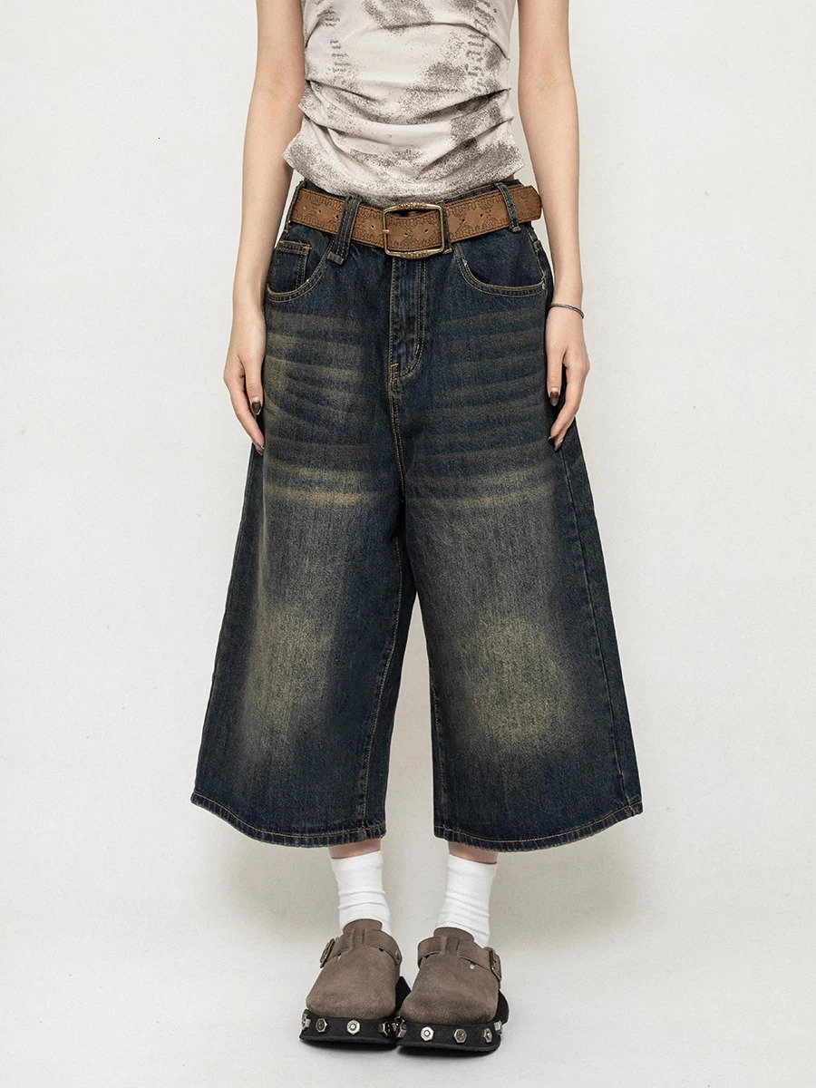 REDDACHiC Boyfriend Style Women Whiskers Denim Shorts Big Size Vintage Casual Wide Pants Baggy Jeans Jorts Grunge Y2k Streetwear 250604