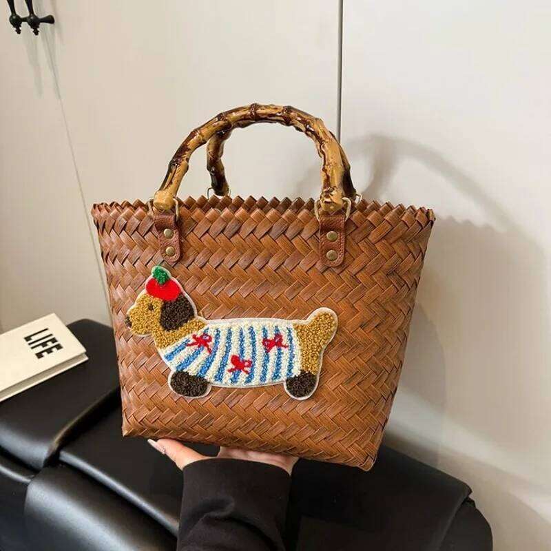 Women's Bags Designer New Retro Striped Multi-Color Tote Bag, Personalized Commuting Women's Handbag, Woven Bag