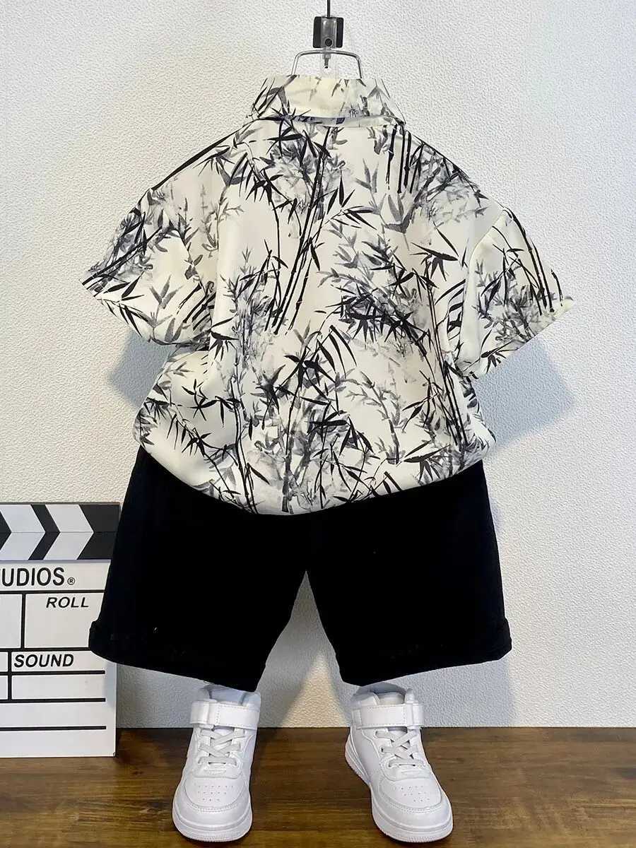 Boys Summer Clothing Set New Fashionable Baby Short sleeved Shirt Childrens Thin Han Clothing Chinese Style Tang Clothing R250605