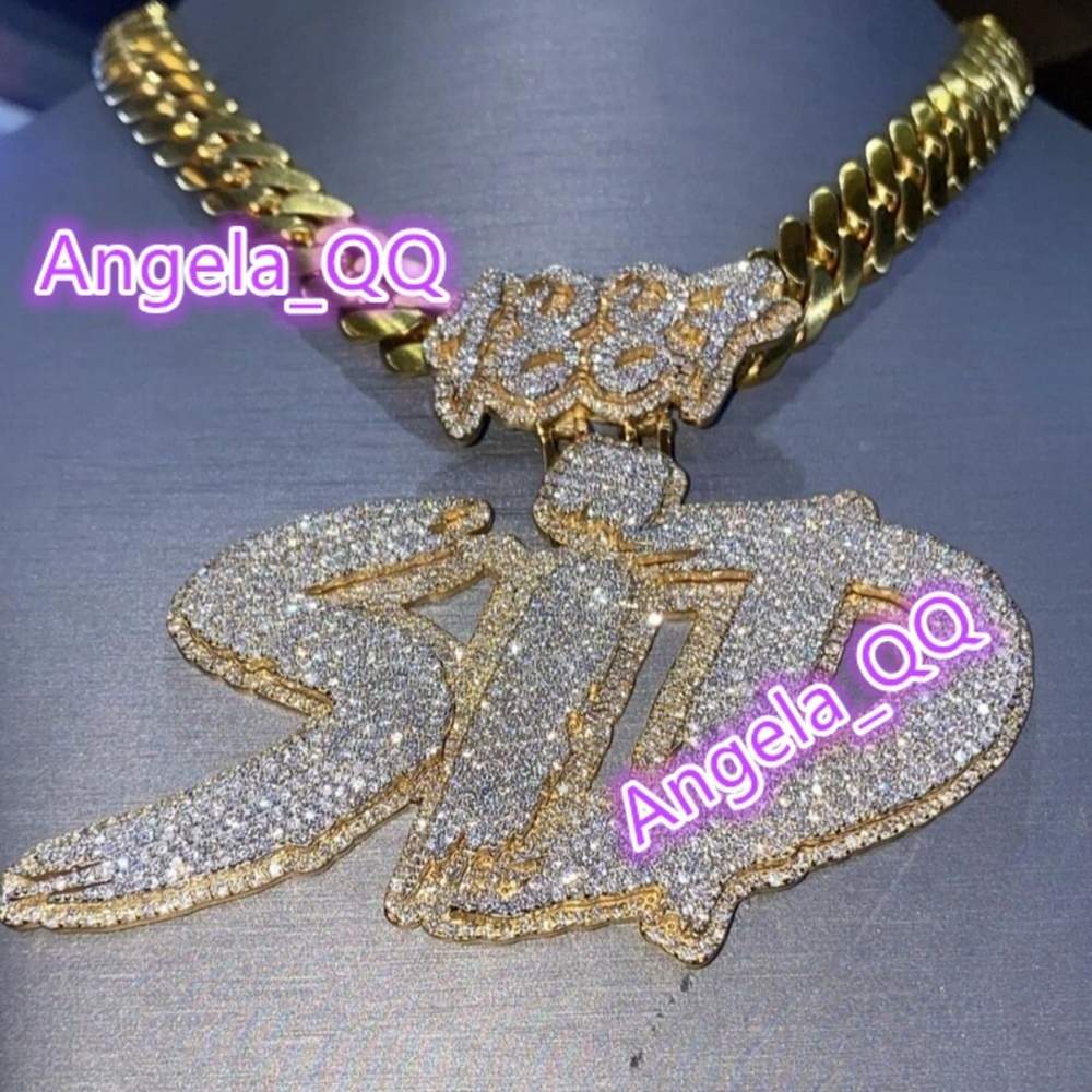 Hip Hop Jewelry Mens Iced Out Custom Letter Pendant 925 Sterling Silver VVS Moissanite Diamond Number Name Initial Pendant