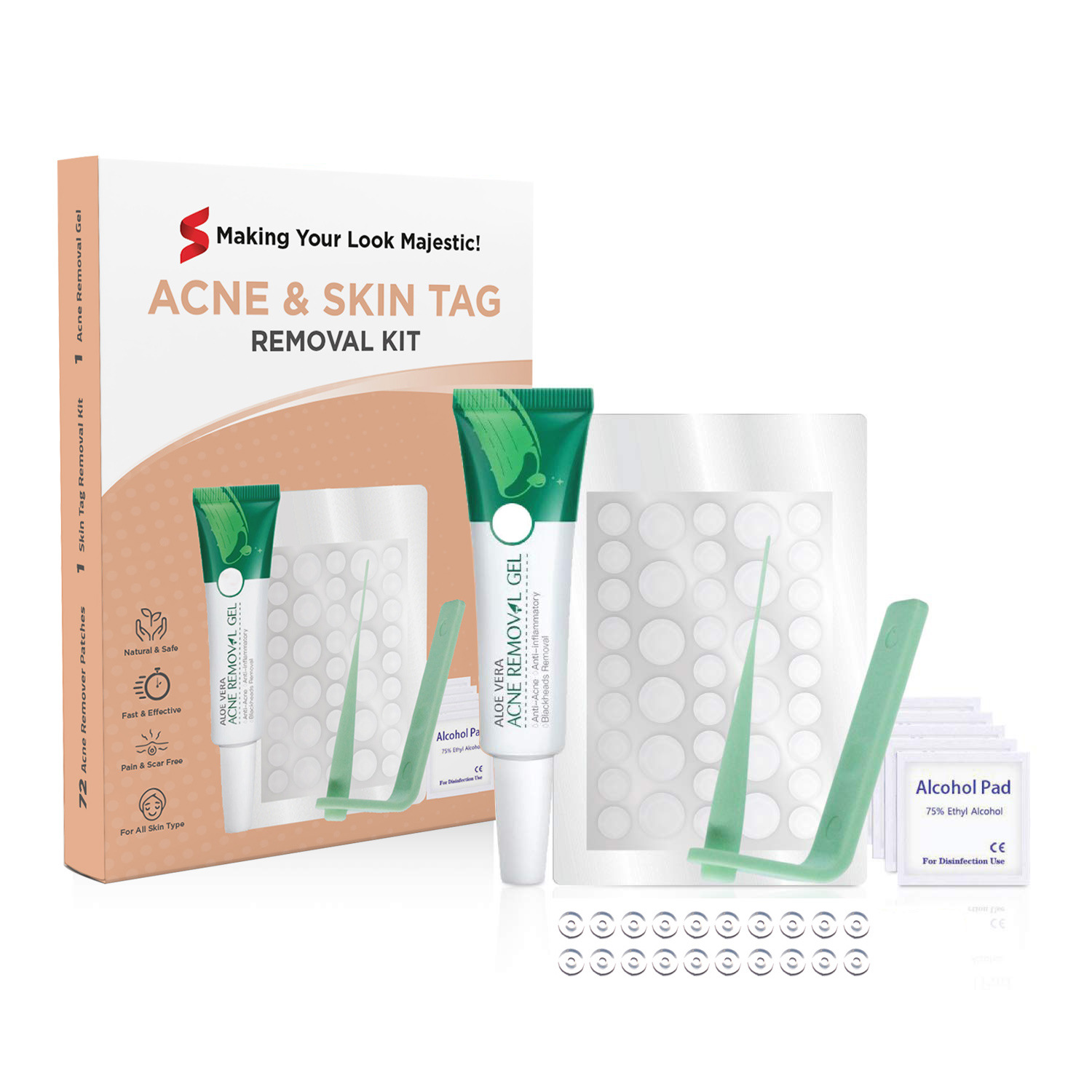 Skin Tag Remover Kit with Rubber Bands for Mole & Wart Removal - Includes Aloe Vera Gel