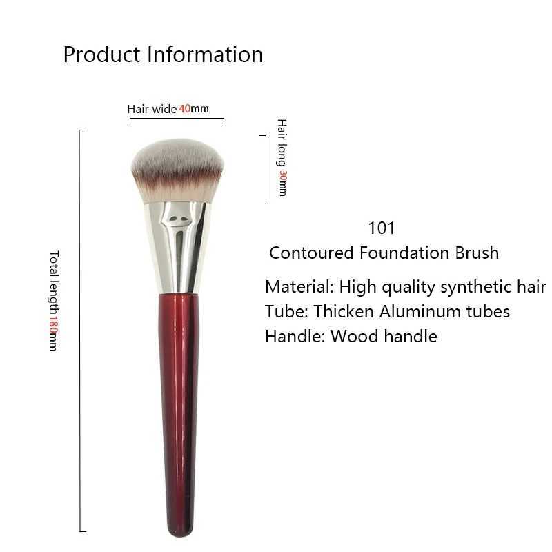 1pc 101 Contoured Foundation Makeup brushes Angled Liquid Base Concealer Make up brushes Red wood handle cosmetic tools 506W250605